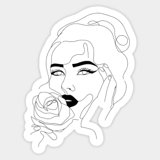 Beautiful line art drawing illustration woman Sticker